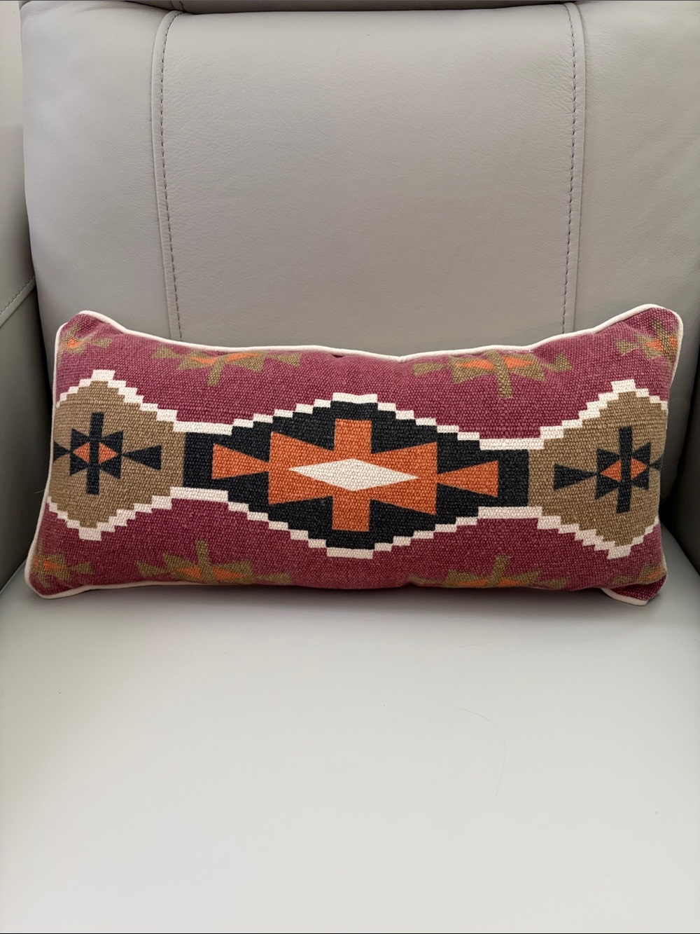 Southwestern Lumbar Pillow - Burgundy, Orange, Tan & Black